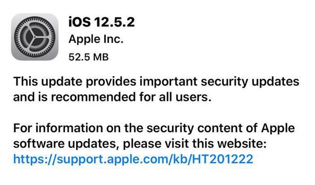 爱辉苹果手机维修分享iOS12.5.2发布，建议所有老苹果用户安装 